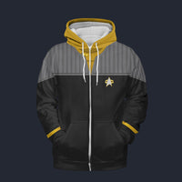 Modetrail Standard Uniform 2370s Operations Division Fleece Zip Hoodie Costume, Star Trek Costume S-5XL US Size, Gift For Him