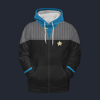 Modetrail Standard Uniform 2370s Science Division Fleece Hoodie Costume, Star Trek Costume S-5XL US Size, Gift For Him