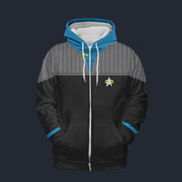 Modetrail Standard Uniform 2370s Science Division Fleece Zip Hoodie Costume, Star Trek Costume S-5XL US Size, Gift For Him