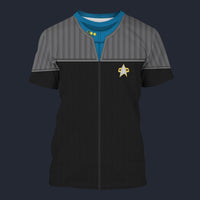 Modetrail Standard Uniform 2370s Science Division T-shirt Costume, Star Trek Costume S-5XL US Size, Gift For Him