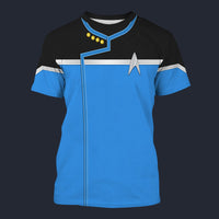 Modetrail Standard Uniform Sceience Division Starfleet 2380_s T-shirt Costume, Star Trek Costume S-5XL US Size, Gift For Him