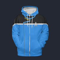 Modetrail Standard Uniform Sceience Division Starfleet 2380_s Zip Hoodie Costume, Star Trek Costume S-5XL US Size, Gift For Him