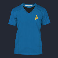 Modetrail Star Trek Strange New Worlds Spock Blue T-shirt Costume, S-5XL US Size, Gift For Him