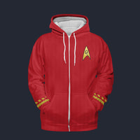 Modetrail Star Trek TOS Original Series Red Fleece Zip Hoodie Costume, S-5XL US Size, Gift For Him