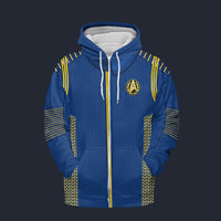 Modetrail Starfleet Duty Uniform Admiral Discovery Fleece Zip Hoodie Costume, Star Trek Costume S-5XL US Size, Gift For Him