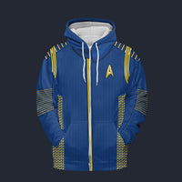 Modetrail Starfleet Duty Uniform Captain Discovery Zip Hoodie Costume, Star Trek Costume S-5XL US Size, Gift For Him