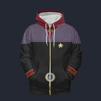 Modetrail Starfleet Flag Officers Duty Uniforms Commodore Zip Hoodie Costume, Star Trek Costume S-5XL US Size, Gift For Him