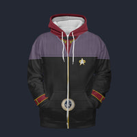 Modetrail Starfleet Flag Officers Duty Uniforms Vice Admiral Fleece Zip Hoodie Costume, Star Trek Costume S-5XL US Size, Gift For Him