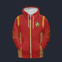 Modetrail Starfleet Red Uniform Admiral Discovery Fleece Zip Hoodie Costume, Star Trek Costume S-5XL US Size, Gift For Him