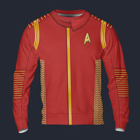 Modetrail Starfleet Red Uniform Captain Discovery Long Sleeves Costume, Star Trek Costume S-5XL US Size, Gift For Him