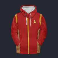 Modetrail Starfleet Red Uniform Command Division Discovery Hoodie Costume, Star Trek Costume S-5XL US Size, Gift For Him