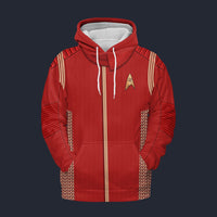 Modetrail Starfleet Red Uniform Operations Division Discovery Hoodie Costume, Star Trek Costume S-5XL US Size, Gift For Him