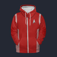 Modetrail Starfleet Red Uniform Science Division Discovery Tracksuit Costume Hoodie Sweatshirt T-Shirt Sweatpants, Star Trek Costume S-5XL US Size