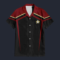 Modetrail Star Trek Starfleet Uniform Circa 2385 Flag Officer Hawaiian Shirt Costume, S-5XL US Size, Unisex Button Down Shirt