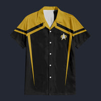 Modetrail Star Trek Starfleet Uniform Circa 2385 Command Yellow Hawaiian Shirt Costume, S-5XL US Size, Unisex Button Down Shirt