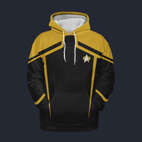 Modetrail Star Trek Starfleet Uniform Circa 2385 Command Yellow Tracksuit Costume Hoodie Sweatshirt T-Shirt Sweatpants, S-5XL US Size