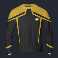 Modetrail Star Trek Starfleet Uniform Circa 2385 Command Yellow Long Sleeves Costume, S-5XL US Size, Gift For Him