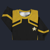 Modetrail Star Trek Starfleet Uniform Circa 2385 Command Yellow Sweater Costume, S-5XL US Size, Gift For Him