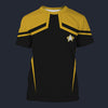 Modetrail Star Trek Starfleet Uniform Circa 2385 Command Yellow T-shirt Costume, S-5XL US Size, Gift For Him