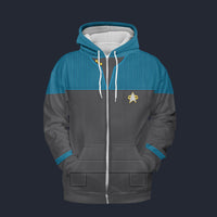 Modetrail Star Trek Starfleet Uniform Deep Space Nine Cadet Blue Fleece Zip Hoodie Costume, S-5XL US Size, Gift For Him