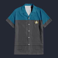 Modetrail Star Trek Starfleet Uniform Deep Space Nine Cadet Blue Hawaiian Shirt Costume, S-5XL US Size, Unisex Button Down Shirt