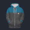 Modetrail Star Trek Starfleet Uniform Deep Space Nine Cadet Blue Zip Hoodie Costume, S-5XL US Size, Gift For Him