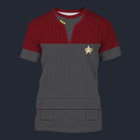 Modetrail Star Trek Starfleet Uniform Deep Space Nine Cadet Red T-shirt Costume, S-5XL US Size, Gift For Him