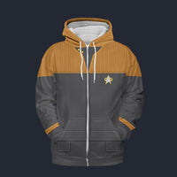 Modetrail Star Trek Starfleet Uniform Deep Space Nine Cadet Yellow Fleece Zip Hoodie Costume, S-5XL US Size, Gift For Him