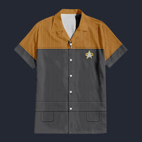 Modetrail Star Trek Starfleet Uniform Deep Space Nine Cadet Yellow Hawaiian Shirt Costume, S-5XL US Size, Unisex Button Down Shirt