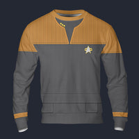 Modetrail Star Trek Starfleet Uniform Deep Space Nine Cadet Yellow Long Sleeves Costume, S-5XL US Size, Gift For Him