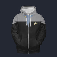 Modetrail Star Trek Starfleet Uniform Deep Space Nine Grey Fleece Zip Hoodie Costume, S-5XL US Size, Gift For Him