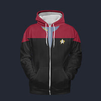 Modetrail Star Trek Starfleet Uniform Deep Space Nine Red Fleece Zip Hoodie Costume, S-5XL US Size, Gift For Him