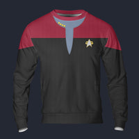 Modetrail Star Trek Starfleet Uniform Deep Space Nine Red Long Sleeves Costume, S-5XL US Size, Gift For Him