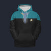 Modetrail Star Trek Starfleet Uniform Deep Space Nine Teal Blue Tracksuit Costume Hoodie Sweatshirt T-Shirt Sweatpants, S-5XL US Size