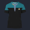Modetrail Star Trek Starfleet Uniform Deep Space Nine Teal Blue T-shirt Costume, S-5XL US Size, Gift For Him