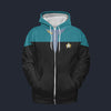 Modetrail Star Trek Starfleet Uniform Deep Space Nine Teal Blue Tracksuit Costume Hoodie Sweatshirt T-Shirt Sweatpants, S-5XL US Size