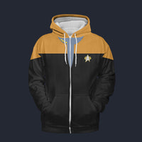 Modetrail Star Trek Starfleet Uniform Deep Space Nine Yellow Fleece Zip Hoodie Costume, S-5XL US Size, Gift For Him