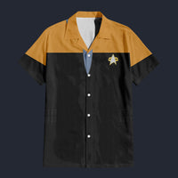 Modetrail Star Trek Starfleet Uniform Deep Space Nine Yellow Hawaiian Shirt Costume, S-5XL US Size, Unisex Button Down Shirt