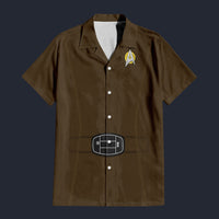 Modetrail Star Trek Starfleet Uniform Mid 2270s Dark Brown Hawaiian Shirt Costume, S-5XL US Size, Unisex Button Down Shirt