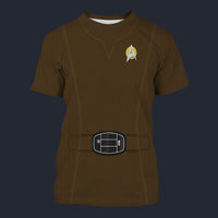 Modetrail Star Trek Starfleet Uniform Mid 2270s Dark Brown Tracksuit Costume Hoodie Sweatshirt T-Shirt Sweatpants, S-5XL US Size