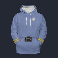 Modetrail Star Trek Starfleet Uniform Mid 2270s Weldon Blue Fleece Hoodie Costume, S-5XL US Size, Gift For Him