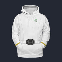 Modetrail Star Trek Starfleet Uniform Mid 2270s White Fleece Hoodie Costume, S-5XL US Size, Gift For Him