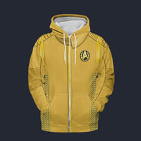 Modetrail Starfleet Yellow Uniform Admiral Discovery Fleece Zip Hoodie Costume, Star Trek Costume S-5XL US Size, Gift For Him