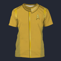 Modetrail Starfleet Yellow Uniform Captain Discovery Tracksuit Costume Hoodie Sweatshirt T-Shirt Sweatpants, Star Trek Costume S-5XL US Size