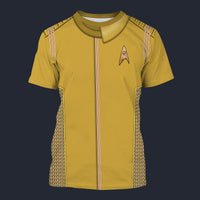 Modetrail Starfleet Yellow Uniform Operations Division Discovery T-shirt Costume, Star Trek Costume S-5XL US Size, Gift For Him
