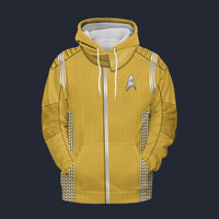 Modetrail Starfleet Yellow Uniform Science Division Discovery Fleece Hoodie Costume, Star Trek Costume S-5XL US Size, Gift For Him