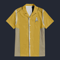 Modetrail Starfleet Yellow Uniform Science Division Discovery Hawaiian Shirt Costume, Star Trek Costume S-5XL US Size, Unisex Button Down Shirt