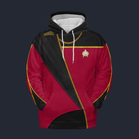 Modetrail Star Trek TNG Admiral Uniform Analysis Hoodie Costume, S-5XL US Size, Gift For Him