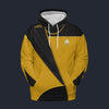 Modetrail Star Trek TNG Command Uniform Yellow Hoodie Costume, S-5XL US Size, Gift For Him