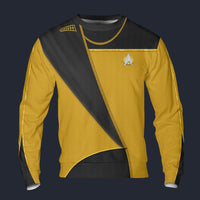 Modetrail Star Trek TNG Command Uniform Yellow Long Sleeves Costume, S-5XL US Size, Gift For Him
